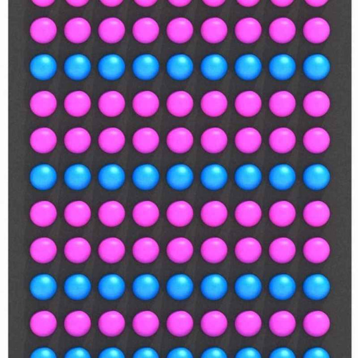 Close texture detail of the LiteZilla Spinfinity Wall interactive spinning wall panel in pink and blue sphere tones