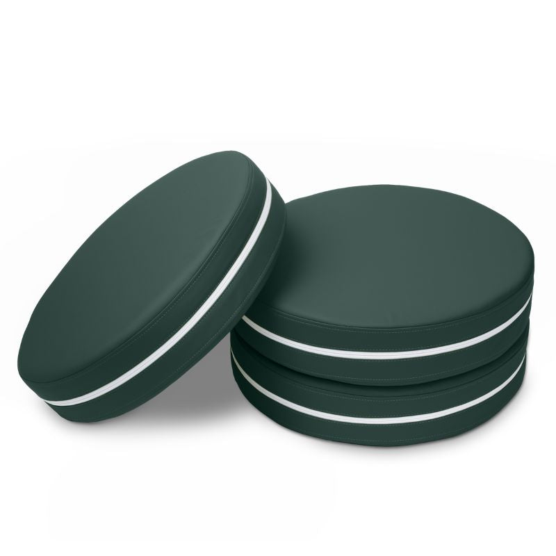 Jaxx Kirkwood stacking floor cushions in dark forest green, a set of three stackable classroom seating circles