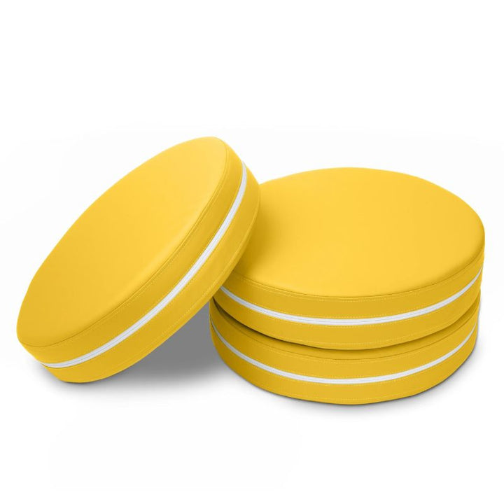 Jaxx Kirkwood stacking floor cushions in yellow, a set of three flexible seating circles for classrooms
