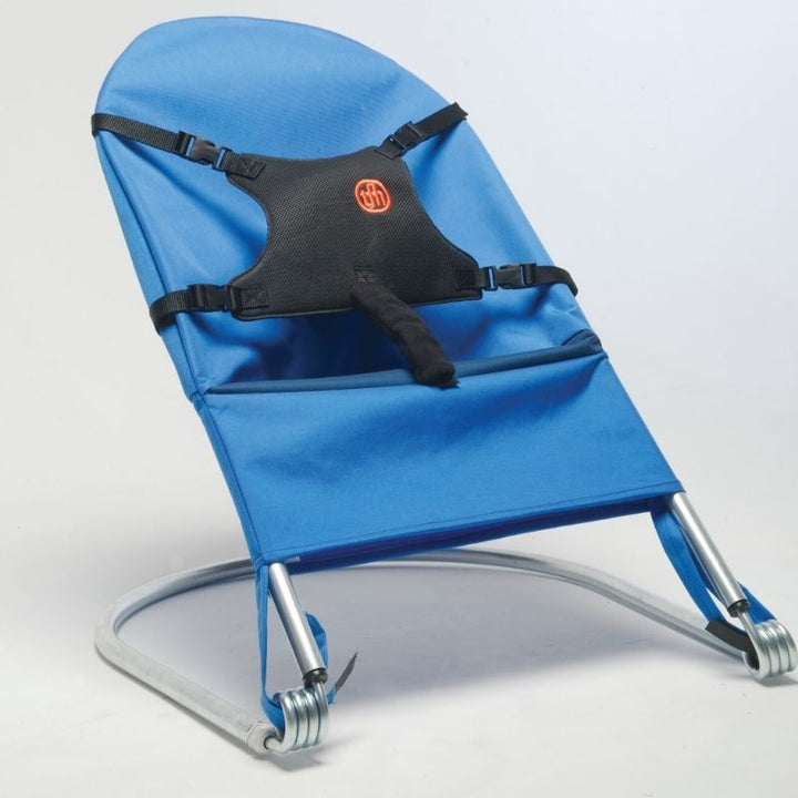TFH Bouncing Chair Replacement Cover in medium dark blue front view, compatible with the Medium TFH Bouncing Chair frame