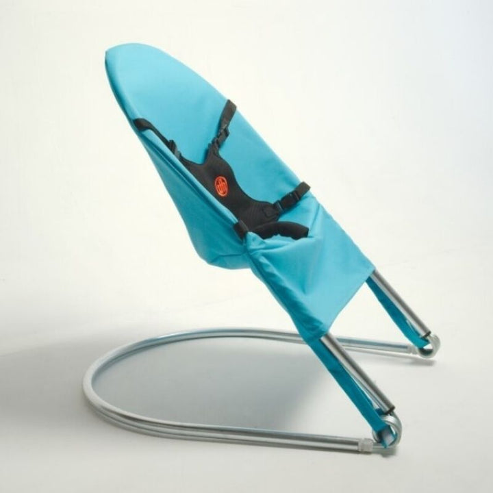 TFH Bouncing Chair Replacement Cover in small light blue, side view showing seat depth for the Small frame sensory vestibular chair