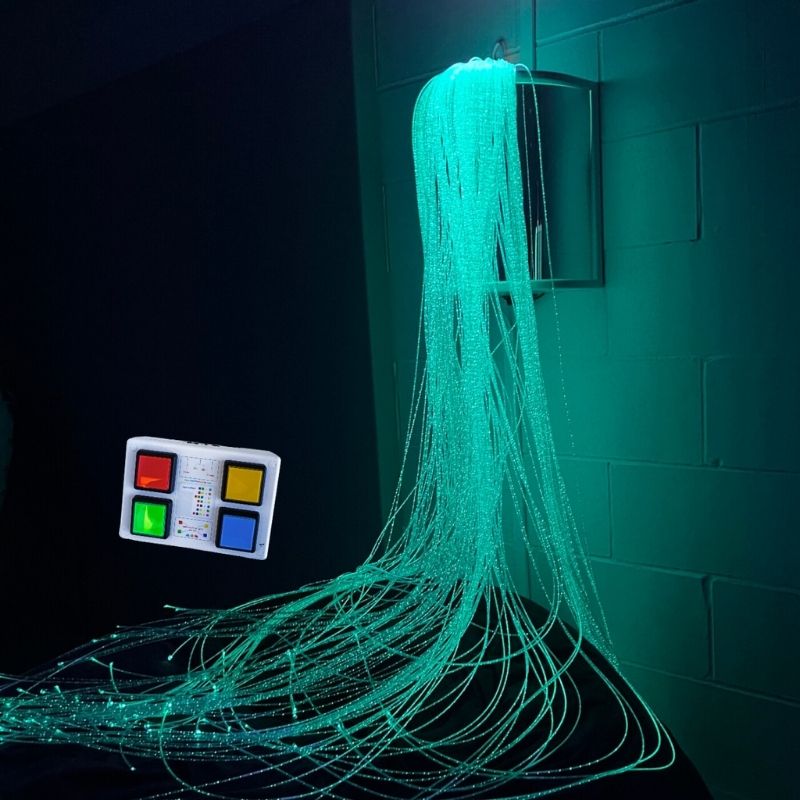 TFH Fibre Optic Wall Sconce Wireless Button Box System with four-button colour controller, a sensory light for cause-and-effect and switch-access play