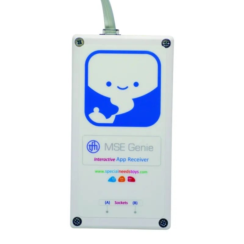 TFH Genie Receiver, a Bluetooth wireless controller for sensory room equipment, shown as the physical unit used to add iPad control to compatible TFH equipment