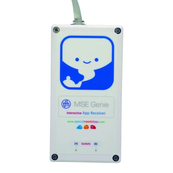 TFH Genie Receiver, a Bluetooth wireless controller for sensory room equipment, shown as the physical unit used to add iPad control to compatible TFH equipment