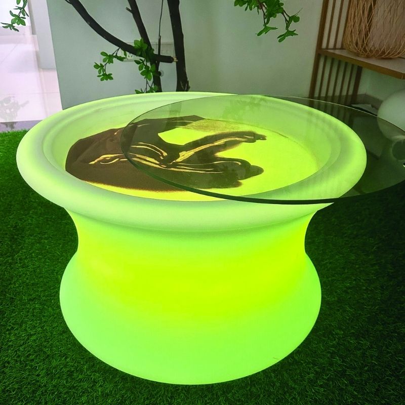 TFH Illuminated Sensory Messy Mood Table showing the glowing LED base and raised sensory bin tray, a 2-in-1 light table and sensory activity table for classrooms and therapy rooms