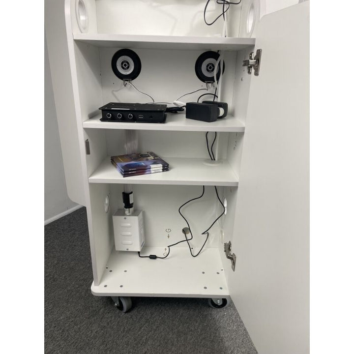 TFH Mobile Sensory Cart Waterless interior cabinet view showing the integrated sensory components and storage layout