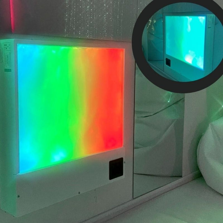 TFH Sound to Light Interactive Panel in landscape orientation showing full colour-changing LED display for sensory rooms, speech therapy, and interactive learning
