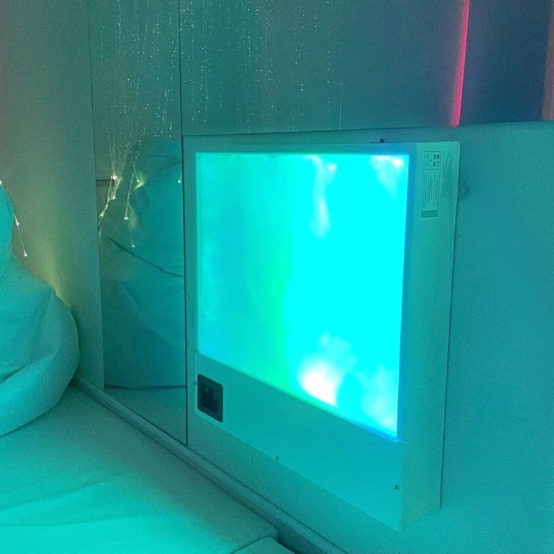 TFH Sound to Light Interactive Panel side profile view showing the 4.5-inch depth of the wall-mounted LED sensory panel