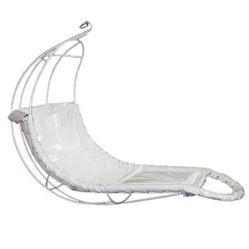 TFH Swaying Banana Leaf Chair clean side view showing the full-body leaf-shaped sensory swing design and steel frame for sensory room installation