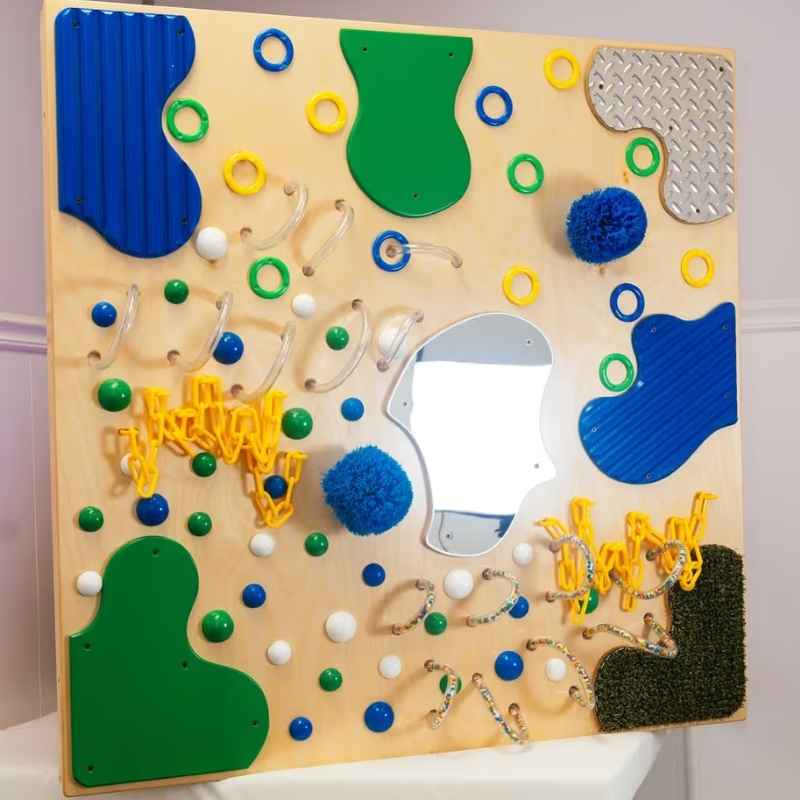 TFH Tranquil Textured Wall tactile sensory panel in blue, green and white, a wall mounted texture wall for calming sensory exploration