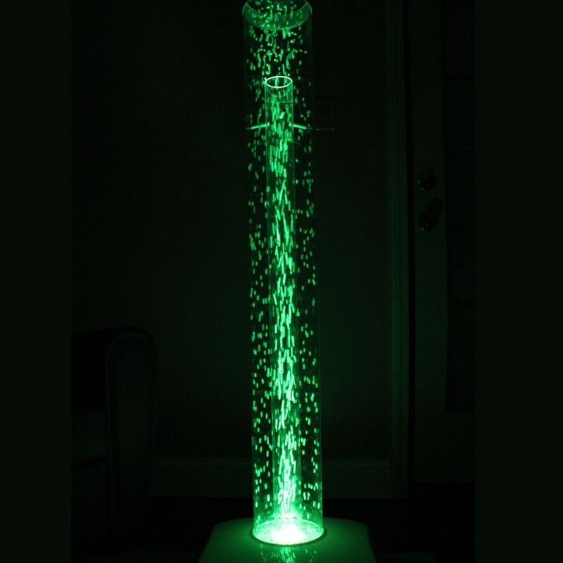 TFH Interactive Waterless Hurricane Tube 70-inch variant in a darkened sensory room, showing the full-height colour-changing waterless bubble column in a therapy or care setting