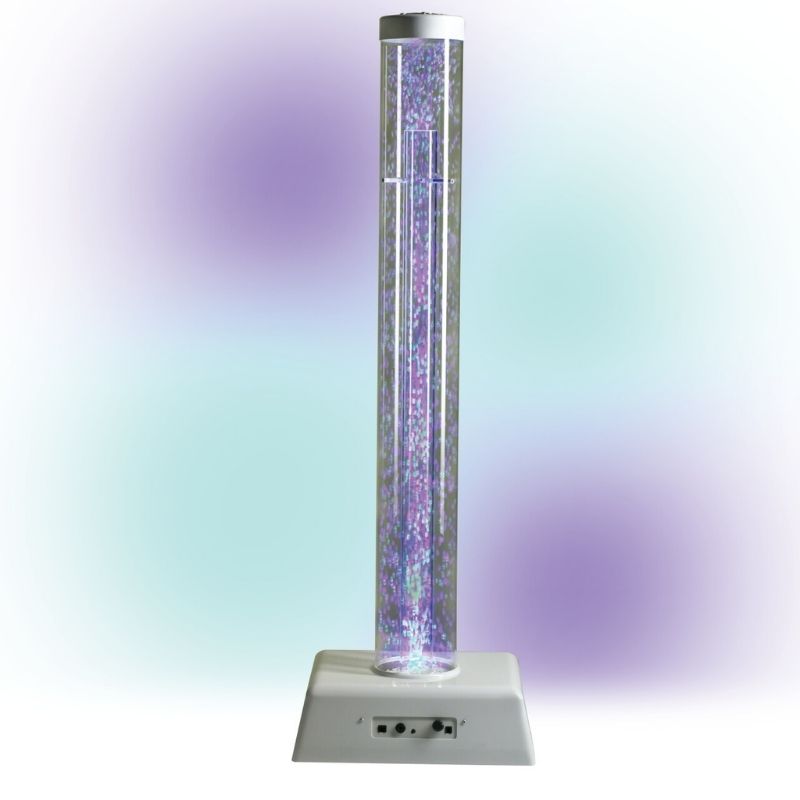 TFH Interactive Waterless Hurricane Tube 6-inch diameter front view showing the full-height acrylic column with colour-changing LED light and snow beads for sensory rooms