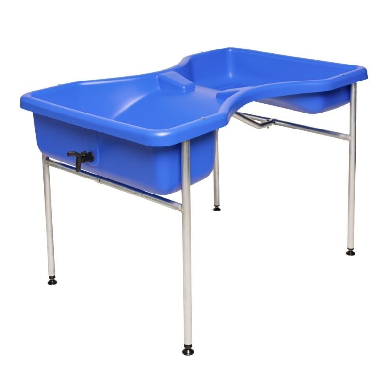 TFH Wheelchair Accessible Sand and Water Table clean landscape view showing dual play wells, adjustable frame, and 360-degree pivot feet