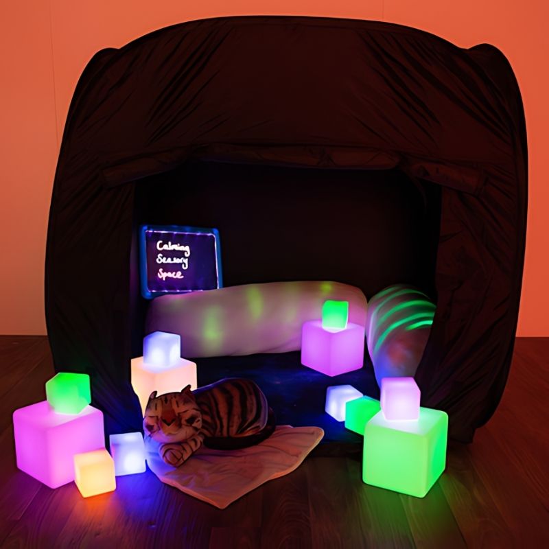 TTS Rechargeable Fibre Optic Sparkle Rug from the Calming Sensory Pod Starter Collection, providing colour-changing visual and tactile stimulation for sensory regulation and calm corners