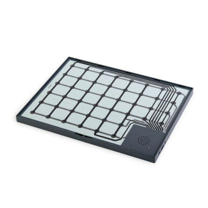 TTS A3 Chatter Board Pro base unit without tile overlay, showing the full 44-tile recording grid and speaker used for language development and communication activities in classrooms