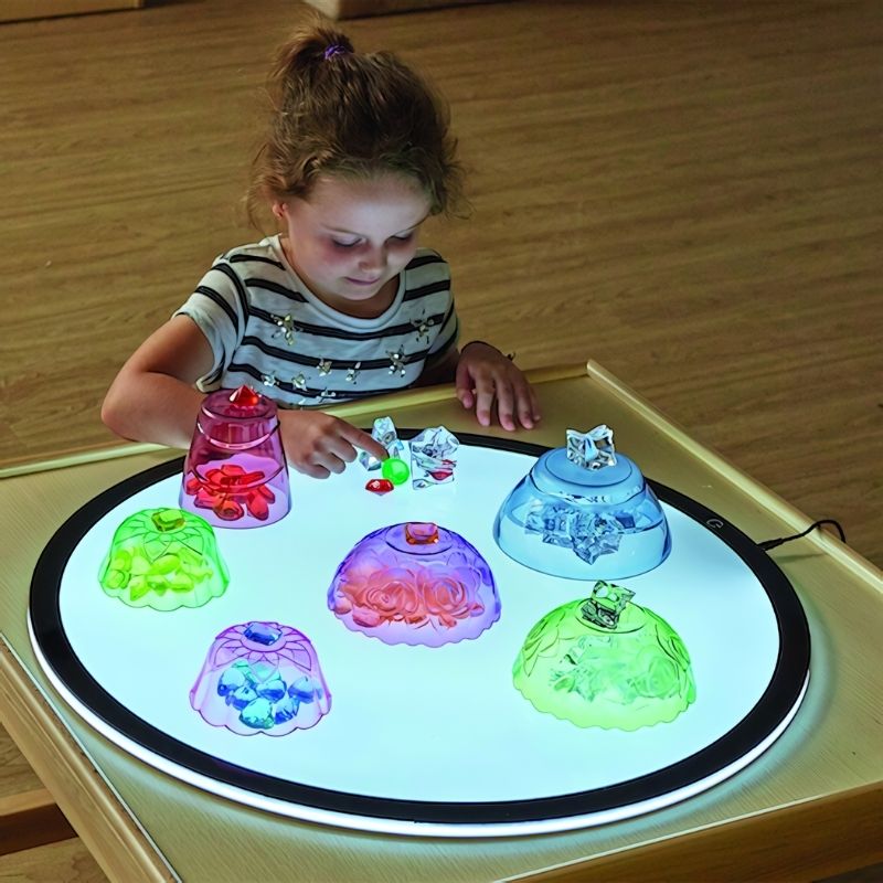 TTS Circular Light Panel 60cm round LED, a slimline cross-curricular light panel for early years classrooms, therapy rooms and sensory learning