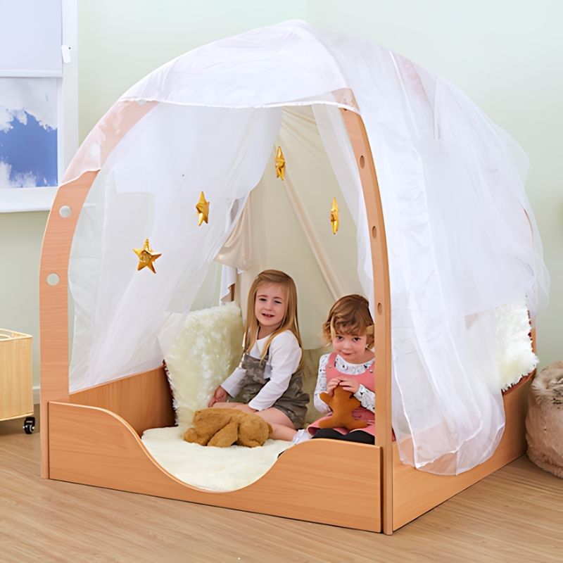 TTS Elements Dome Den with two children playing inside the arched indoor sensory den frame