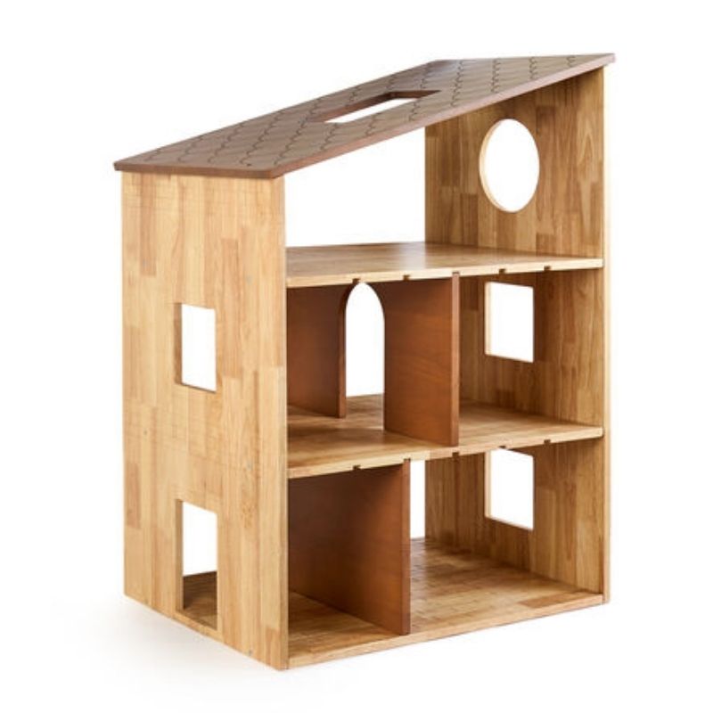 TTS Giant Wooden Dollhouse front elevation showing brick and window detailing, a durable wooden small world play structure for educational settings