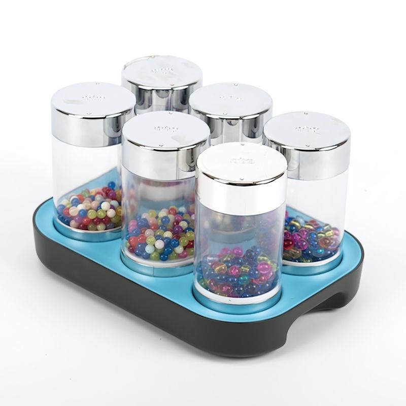 TTS Illuminated Glow Roller Shakers 6pk in a clean landscape product view, showing the metallic cylinder design and LED sensory light glow