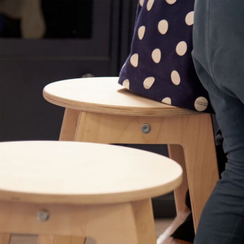 Top surface detail of the TTS Modern Living Mini Kitchen Stool highlighting the smooth wooden finish suitable for toddlers and early years use