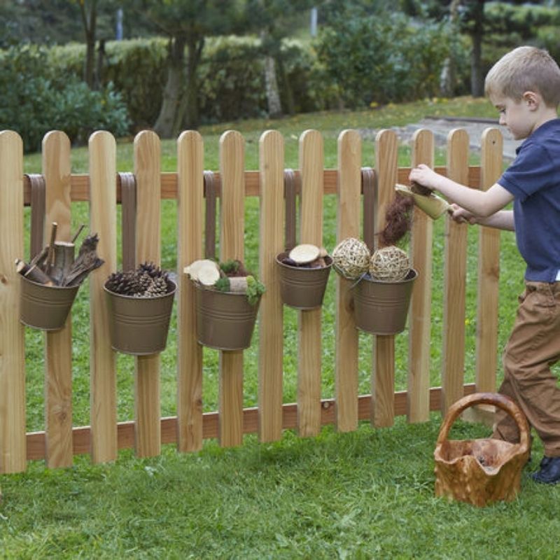 Close-up detail of TTS Metal Messy Play Set pieces showing smooth edges, extra-hard powder-coated finish, and durable zinc construction for safe early years sensory play