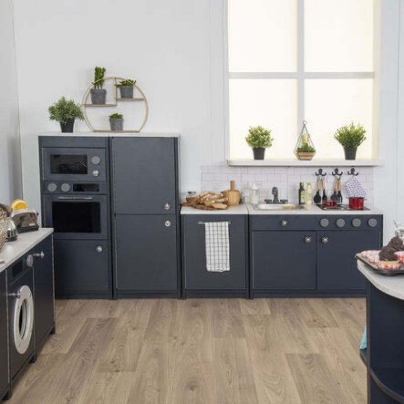TTS Modern Living Dishwasher Navy shown in an early years indoor setting, illustrating its contemporary home corner design