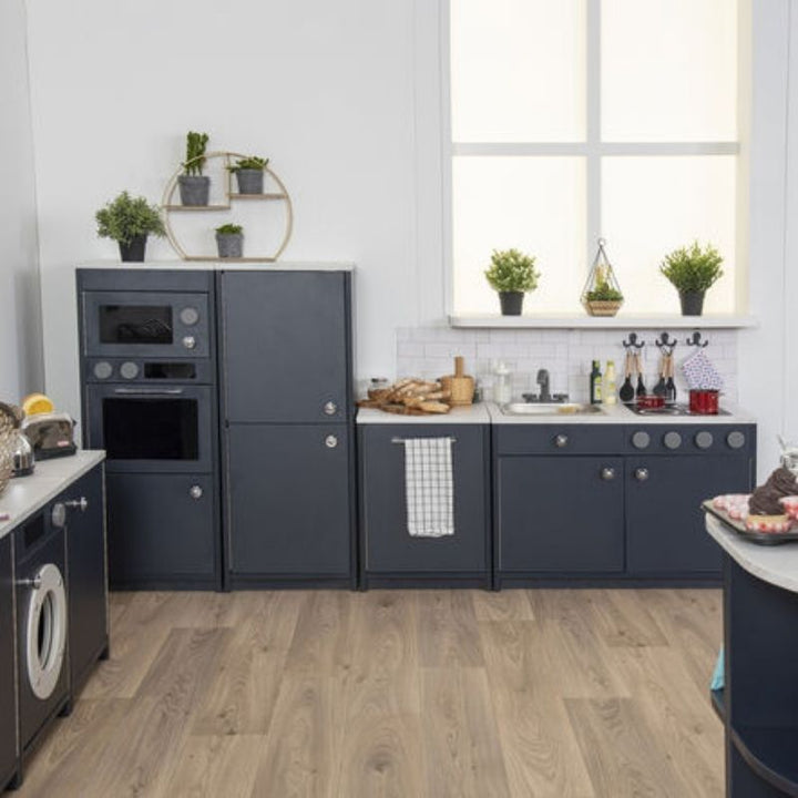 TTS Modern Living Dishwasher Navy shown in an early years indoor setting, illustrating its contemporary home corner design