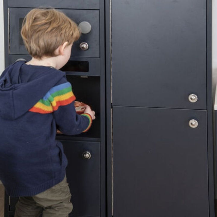 TTS Modern Living play kitchen oven and microwave in navy, part of the modular Modern Living Kitchen Collection for classrooms, daycares and home environments