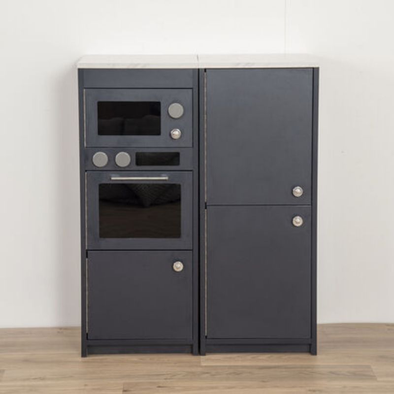 TTS Modern Living Oven and Microwave Unit in navy, a wooden role play kitchen unit for early years classrooms and home play areas