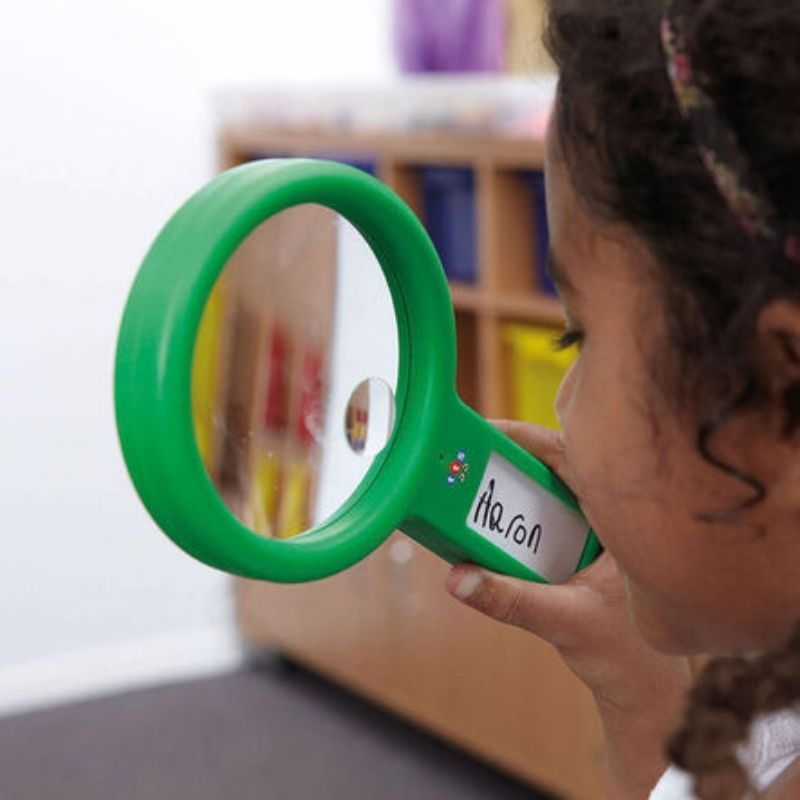 Six TTS Recordable Magnifying Glasses in assorted bright colours, each with dual lens 2x and 4x magnification and 30-second voice recording function