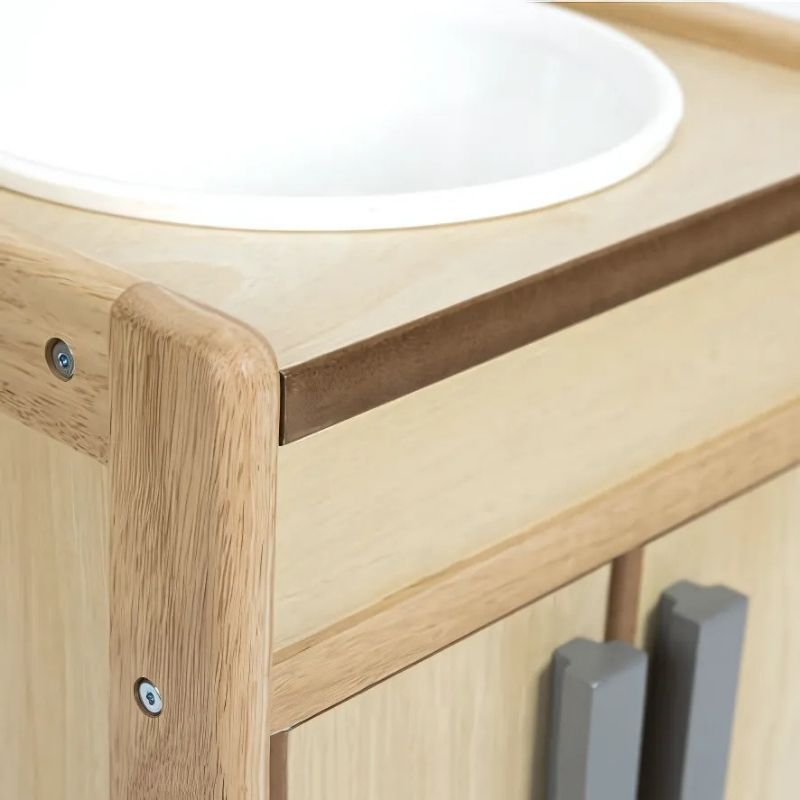 TTS Toddler Wooden Kitchen Units natural finish close-up, durable child-safe wood suitable for daycares and early years settings