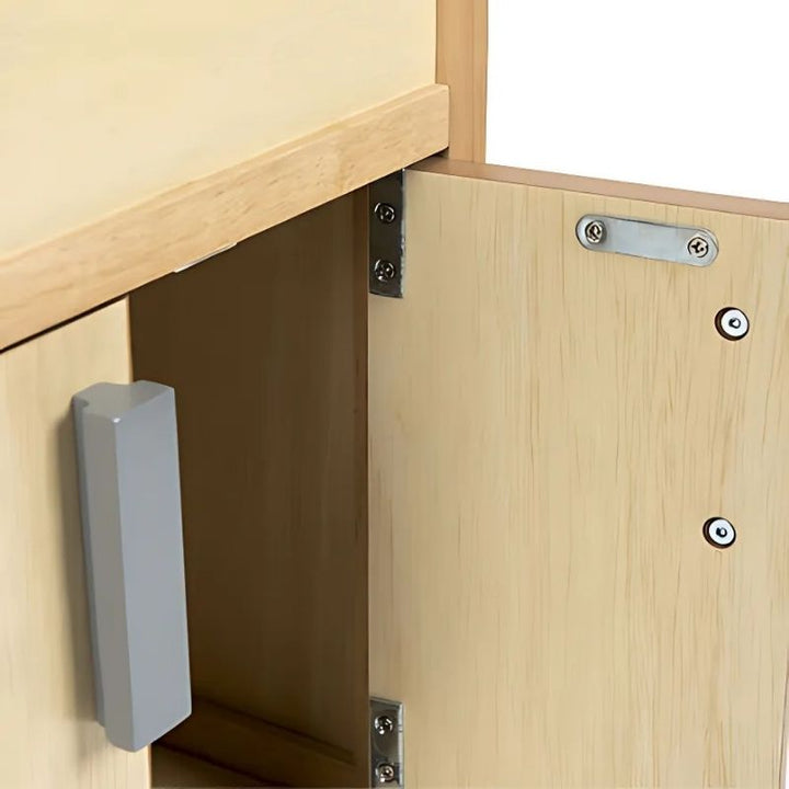TTS Toddler Wooden Kitchen Units in a play setting, encouraging language development and fine motor skills through pretend play