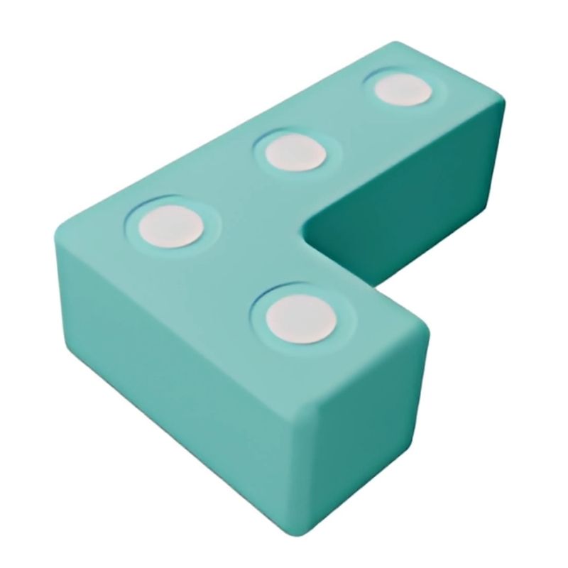 TUKI BIG Magnetic Foam Block green L-shape from the Builder 110 group set, one of 8 Signature shapes in the EN71-certified 110-piece large-format magnetic foam construction set for group floor building with 6-9 children across Canada and the US