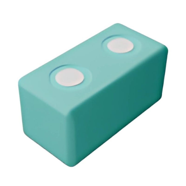 TUKI BIG Magnetic Foam Block green beam shape from the Builder 12 set, one of three confirmed shapes in the large-format magnetic foam construction set alongside cubes and L-shapes, showing the 10cm base dimension and closed-cell waterproof EVA foam construction
