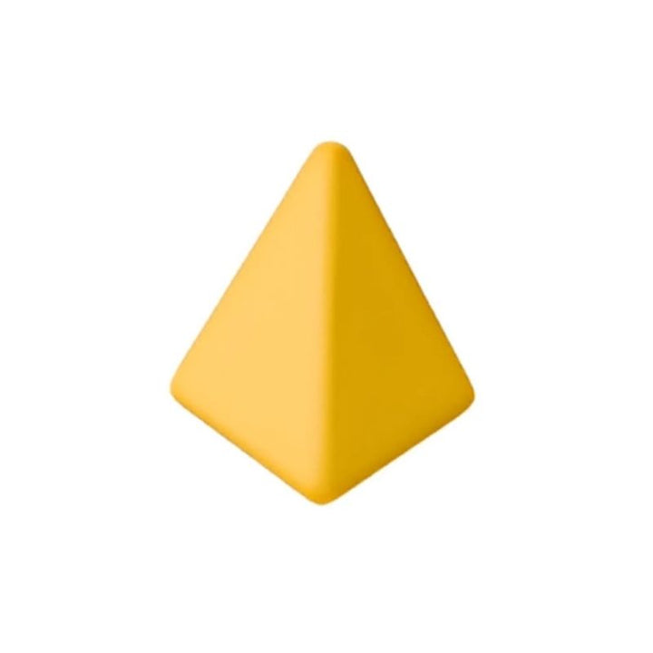 TUKI BIG Smart Magnetic Foam Block yellow pyramid from the Smart 75 set - the defining SMART range shape not found in any BUILDER set - showing the angled faces meeting at a point; with approximately 25 pyramids in the set, this shape is the primary design language of the Smart 75 group construction vocabulary