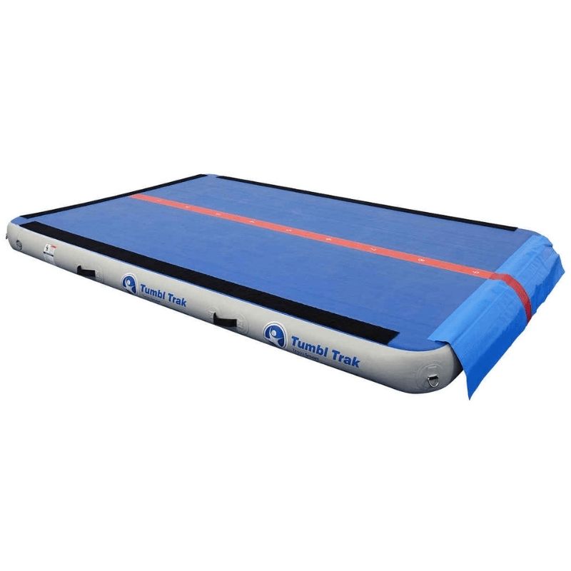 Tumbl Trak Air Floor PRO second landscape view showing the double-wall construction and eco-friendly vinyl surface of the thickest and bounciest inflatable gymnastics air track in the Tumbl Trak range