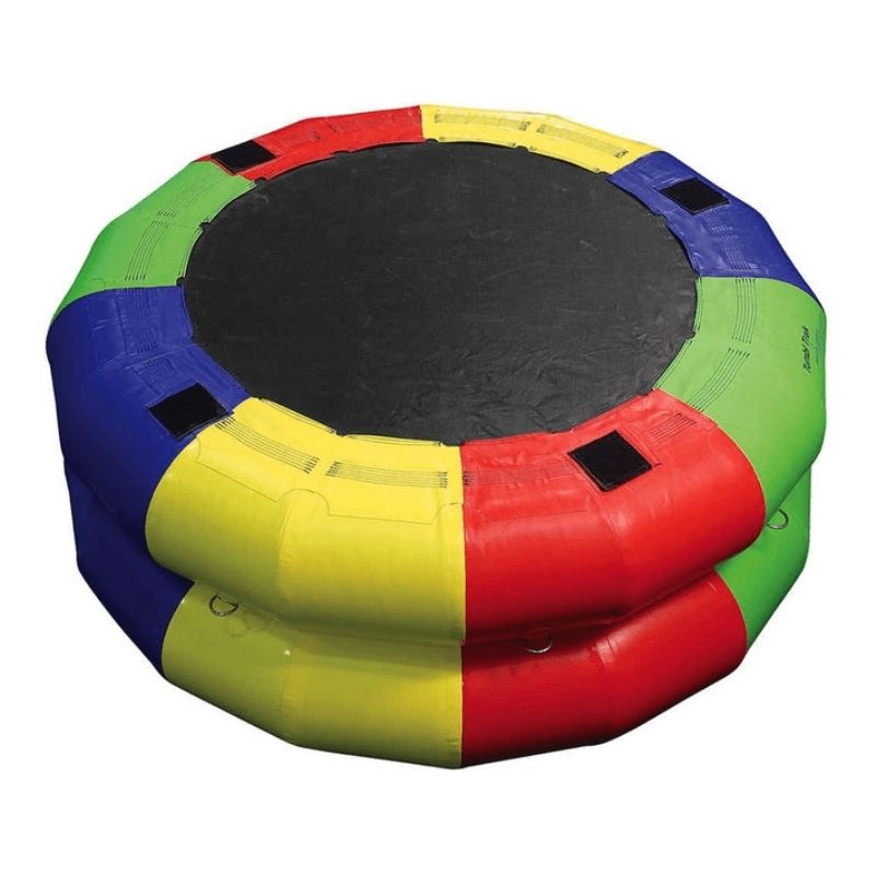 Tumbl Trak Fitness Wheel 5-foot diameter model showing the full inflatable ring structure and trampoline-style bungee bed, ideal for gymnastics, adaptive PE, and sensory movement sessions