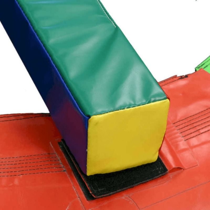 Close-up detail of the D-rings and Velcro attachment points on the Tumbl Trak Fitness Wheel outer edge, used for cinch strap connections and Fitness Wheel Hammock sensory swing configuration