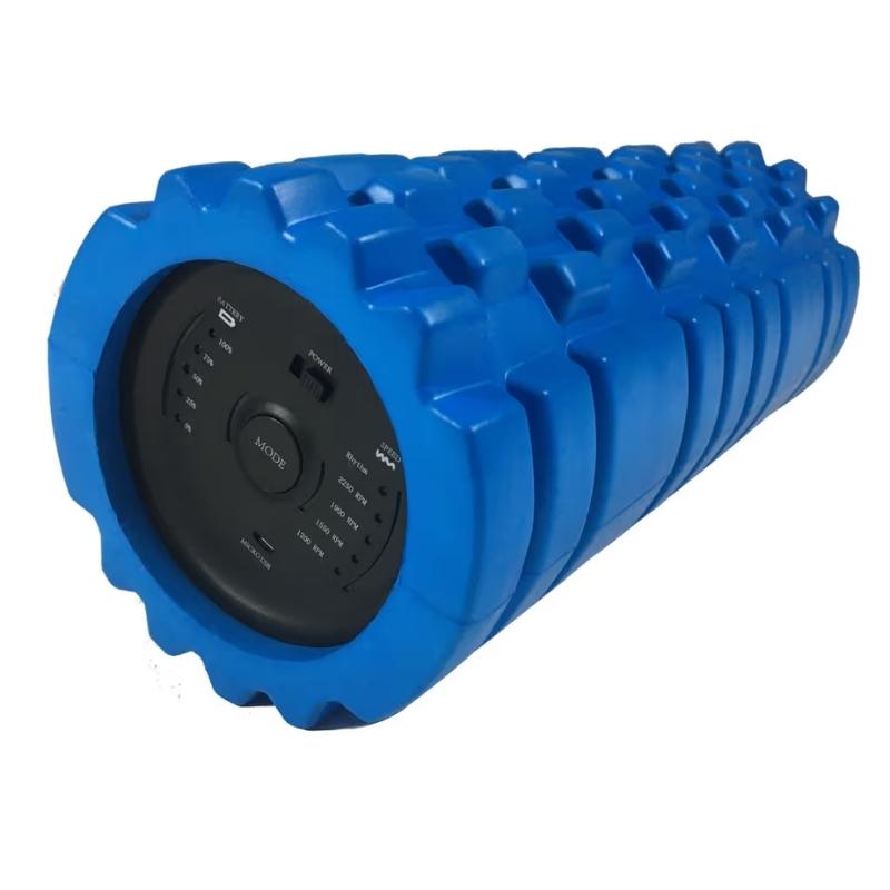 The TFH Big Texture Vibrating Roller on a plain background, showing the intensity controls of this proprioceptive input massage roller