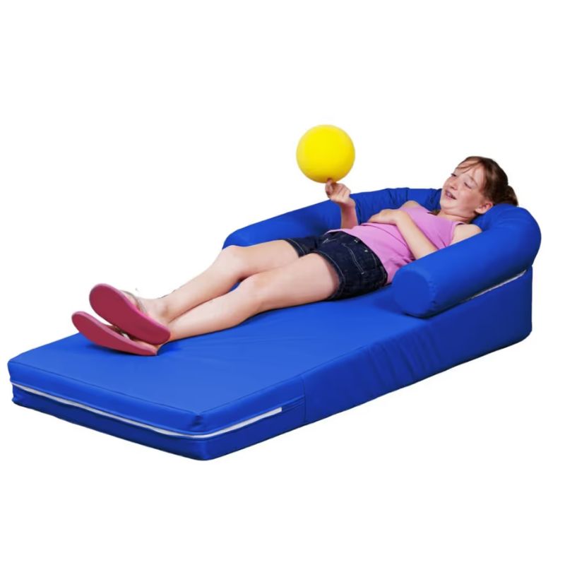 TFH Vibroacoustic Long Easy Lounger in blue, a foam sensory seat for vibration therapy and proprioceptive input