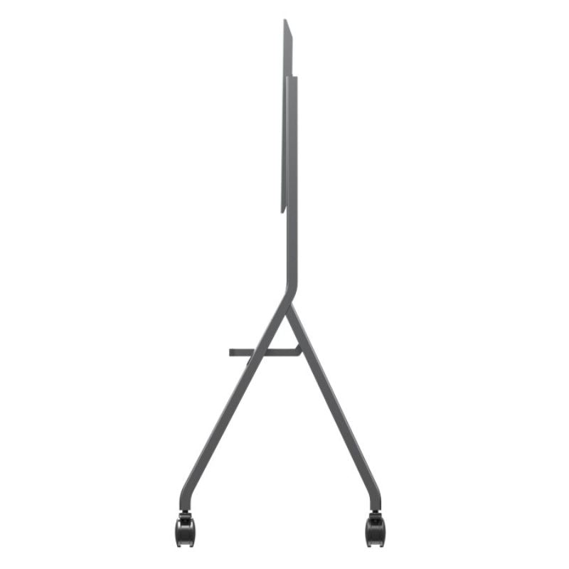 Side profile of the ViewSonic VB-STND-009 mobile cart showing its slim depth for moving through doorways