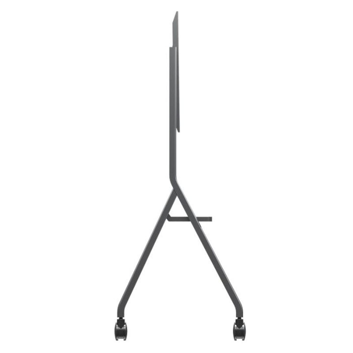 Side view of the ViewSonic VB-STND-009 mobile cart illustrating the height adjustable frame and locking wheels