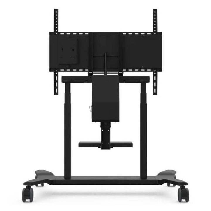 ViewSonic VB-STND-008 motorized display cart rear view showing full steel construction and cable routing for interactive display installations