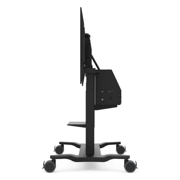 ViewSonic VB-STND-008 motorized trolley cart side profile, demonstrating slim compact frame for moving through classroom doorways