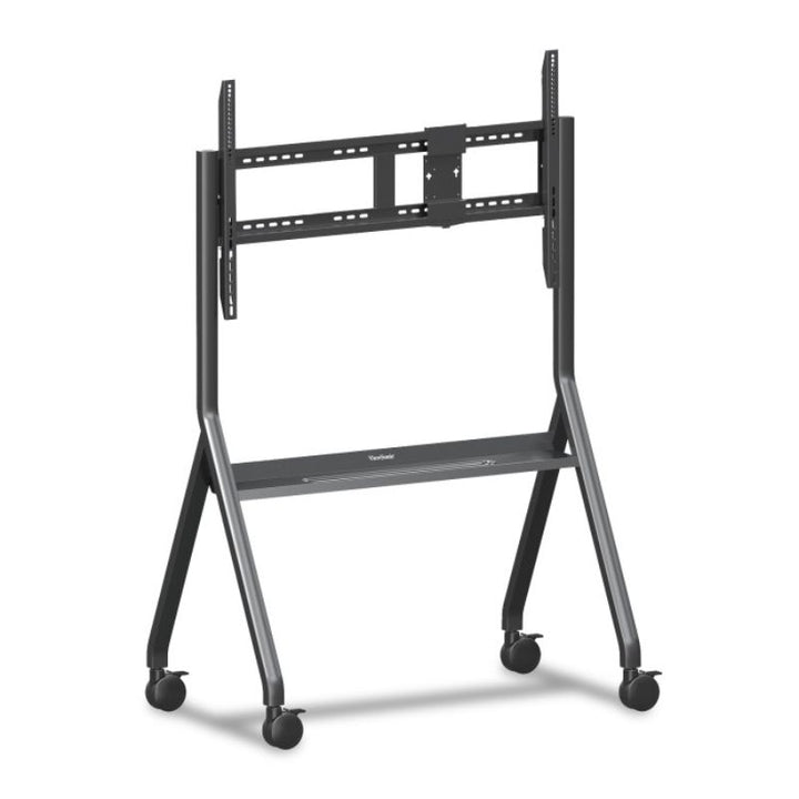 ViewSonic VB-STND-009 mobile cart shown at an angle, an interactive display cart with VESA mounting for schools and therapy rooms