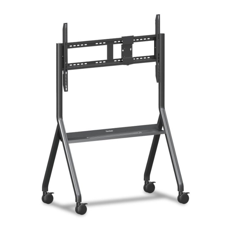ViewSonic VB-STND-009 mobile cart shown at an angle, an interactive display cart with VESA mounting for schools and therapy rooms