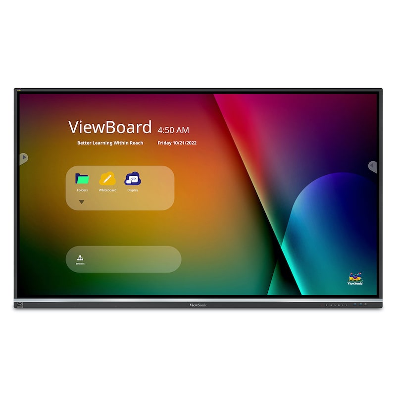 ViewSonic ViewBoard IFP50 Series 4K interactive display, front-facing clean product view for classroom and therapy room use
