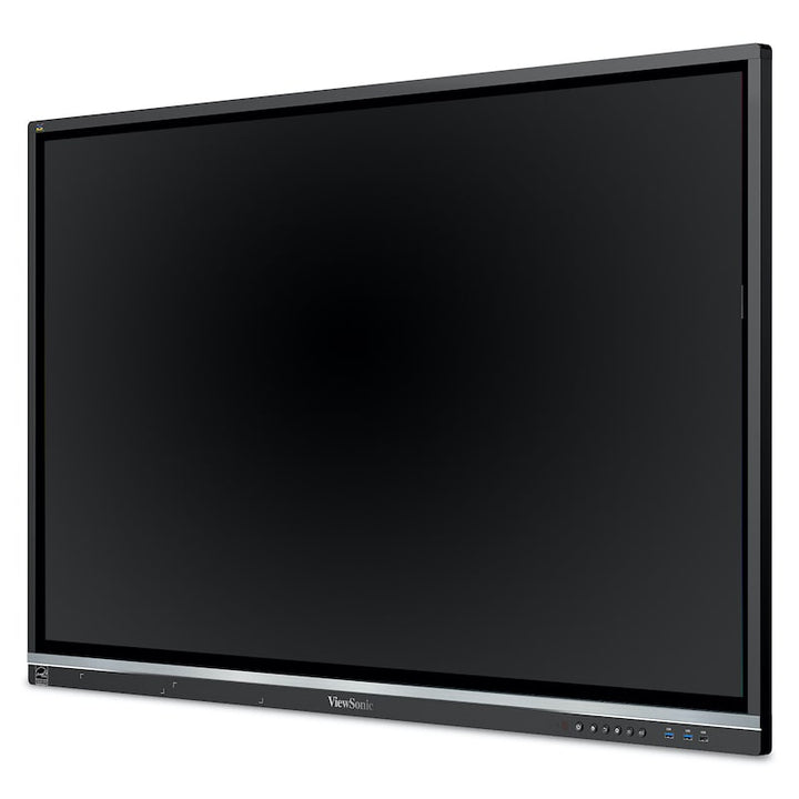 ViewSonic ViewBoard IFP5550 55" 4K interactive flat panel, front left angle showing slim bezel design