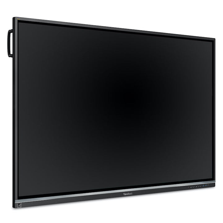 ViewSonic ViewBoard IFP7550 75" interactive display, front right angle showing slim bezel and full 4K screen area