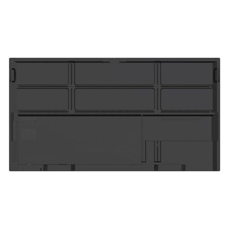 Rear view of the ViewSonic ViewBoard IFP8663 86 inch interactive display, showing the VESA mounting panel and carry handles for classroom and boardroom installation